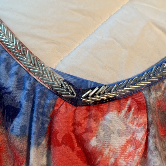 Women’s tank top. Bright blues, oranges, grey & white - Picture 4 of 6